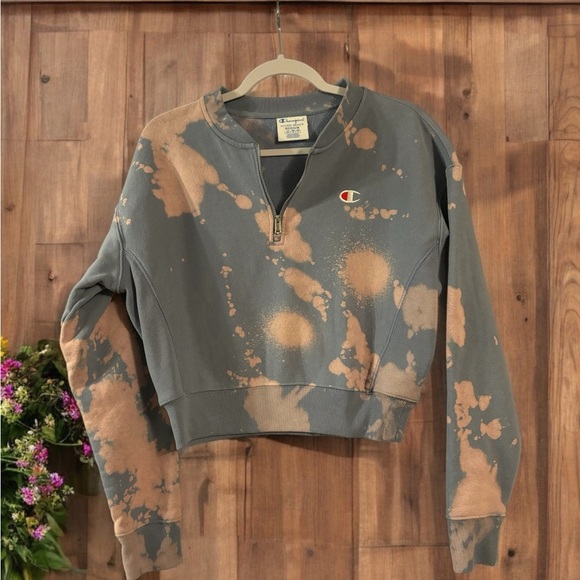 Champion Tie Dyed Cropped 1/4 Zip Sweatshirt. Size M. Excellent Condition. - Picture 3 of 5